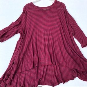 Free People Red And Blue High Low Shirt Size XS